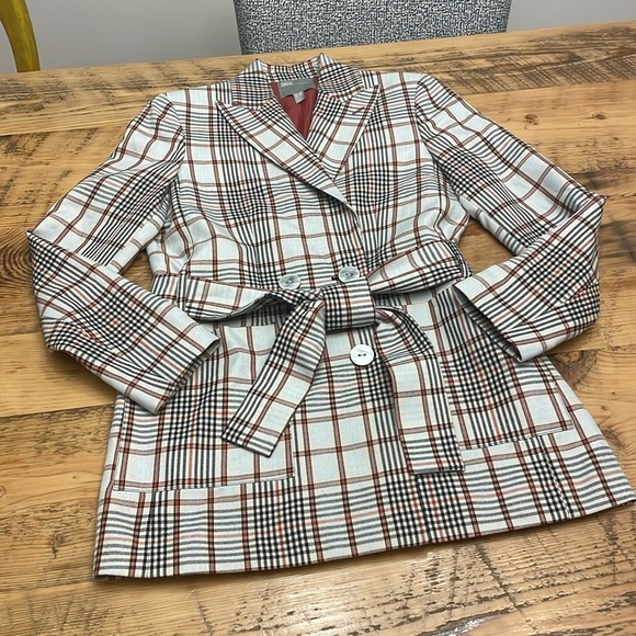 ASOS plaid double breasted pea coat - Picture 1 of 8